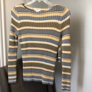 Jones New York Sport striped ribbed cotton sweater